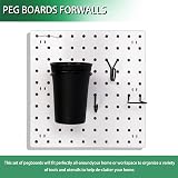 Keadic 34pc 1" Small Pegboard Wall Organizer White Hooks Kit No Drilling Mount view 5