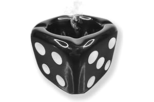 Jeuristic Ashtrays for Cigarettes Dice Ashtray - Premium Ceramic Cool Ashtrays Gifts for Smokers Home Ashtrays for Indoor Outdoor Patio Retro Desktop Decor Unique Decorative Fancy Cute Ashtray Black