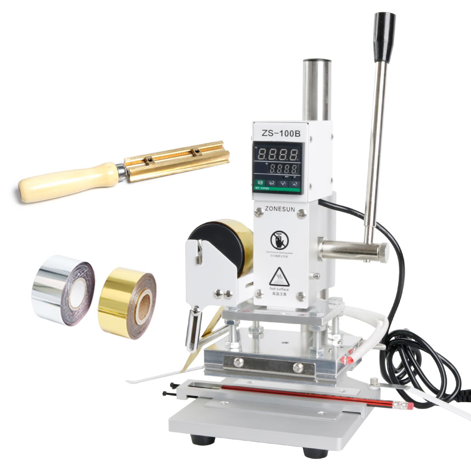 ZS-100B Dual Use Hot Foil Stamping Machine Manual Bronzing Machine Pencils Leather Embossing Machine