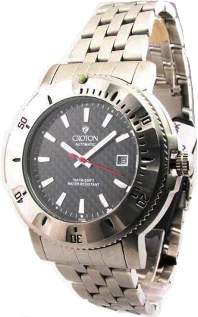 Mens Croton Steel Automatic 10 Atm Date Watch CA301124SSBK