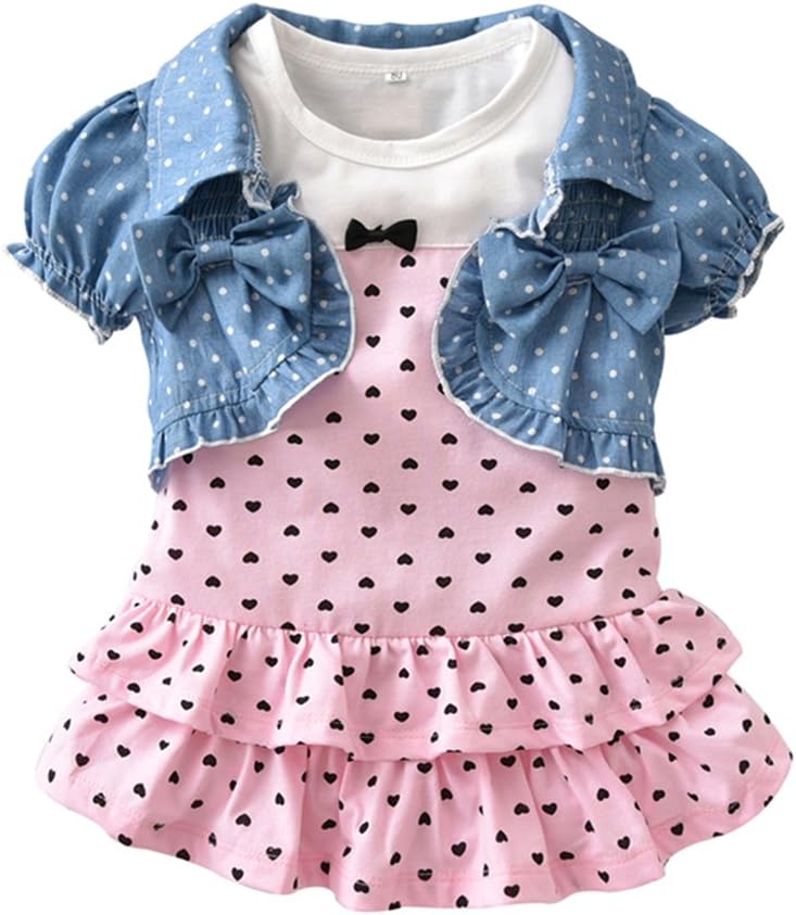 Summer Baby Girl's Clothes Short-Sleeved Jacket and Dress Outfit Sets