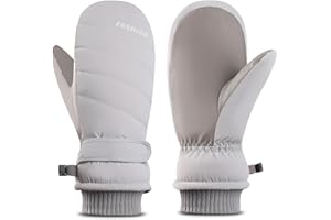 Bototack Winter Women Ski Mittens, Waterproof Touch Screen Snow Mitts, Anti Slip Warm Windproof Snowboard Gloves for Skiing Hiking Cycling