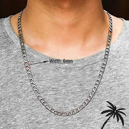 CHISMORL 16"36" Long Stainless Steel Figaro Chain Necklaces Various