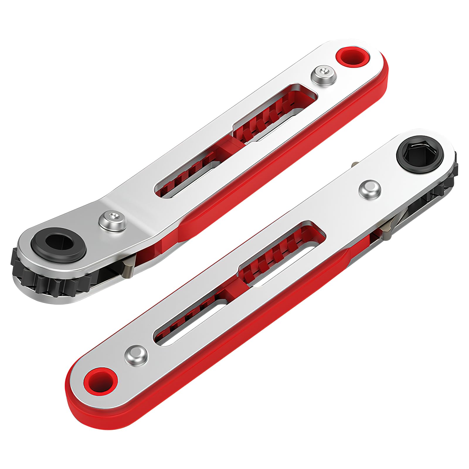 HENGBIRD 2Pcs Mini Ratchet Wrench Set 1/4 Inch Drive Ratcheting Screwdriver Wrenches Elbow Head & Flat Head High Torque Offset Reversible Drive Handle for 1/4-Inch Hex Shank Drill/Screwdriver Bits