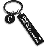CINDYHE Drive Safe Keychain Gift for Boyfriend Valentines day I Love You Gifts for Him I Need You Here 26 Initial Letter