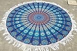 Round Mandala Tassle Fringe Turquoise Beach Throw Roundie Yoga Mat Table Cover