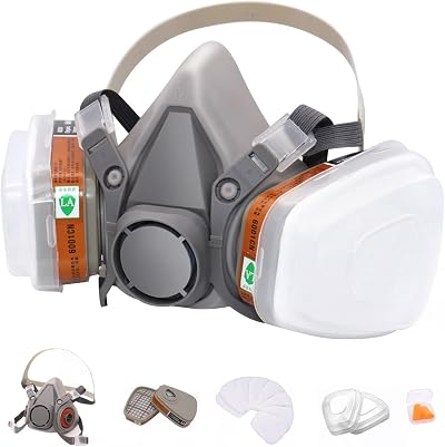 ANUNU Reusable Half Face Respirator Mask with 6001 Filters for Paint Welding