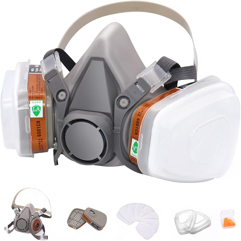 ANUNU Reusable Half Face Respirator Mask with 6001 Filters for Paint Welding
