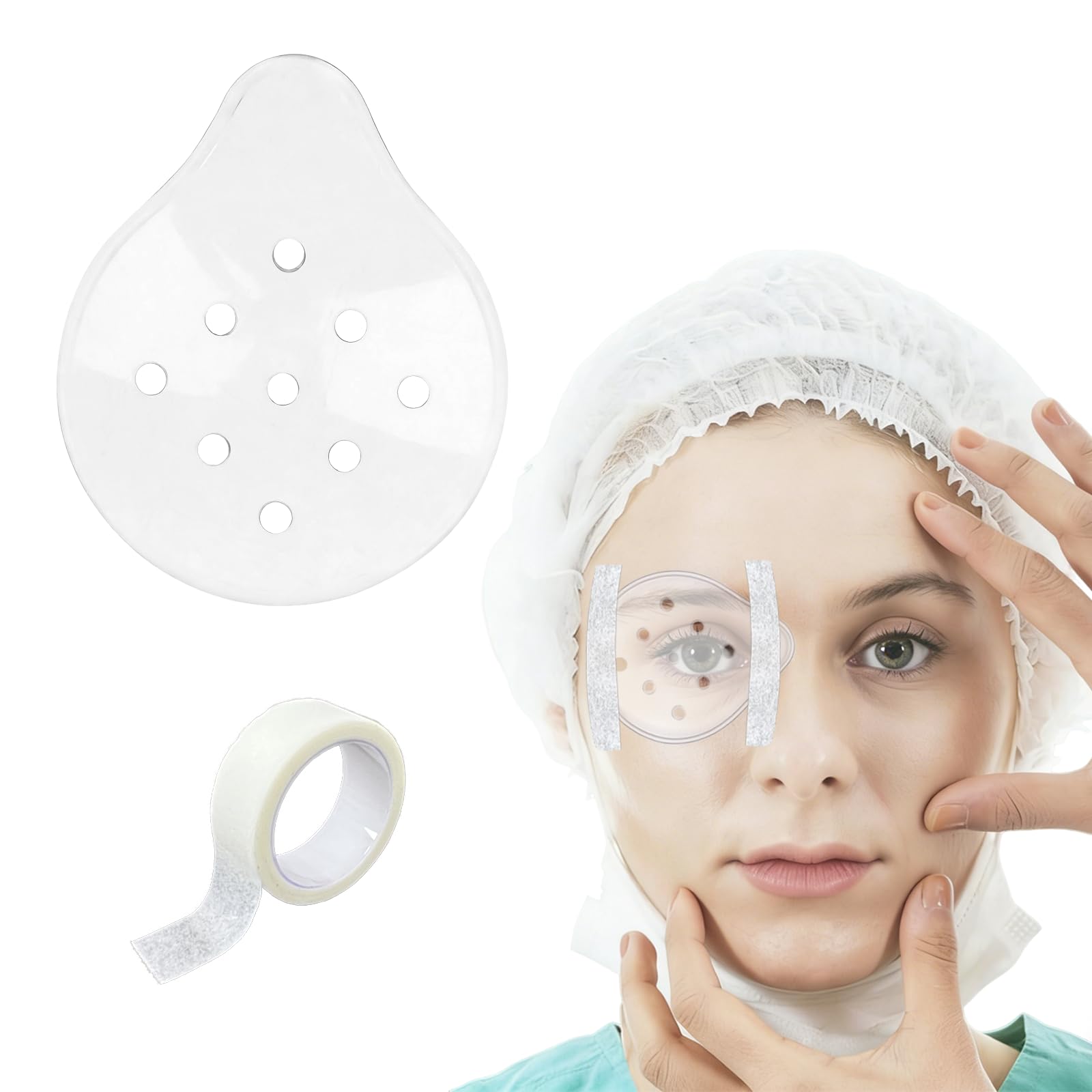 EDWERD Clear Eye Protect Shield, Med Cataract Surgery Protect Breathable Cover Ventilated Patch with Fixed Tape for Eye Operation Recovery