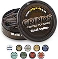 Grinds Coffee Pouches | 3 Cans of Black Coffee | Tobacco Free, Nicotine Free Healthy Alternative | 18 Pouches Per Can | 1 Pouch eq. 1/4 Cup of Coffee (Black Coffee)