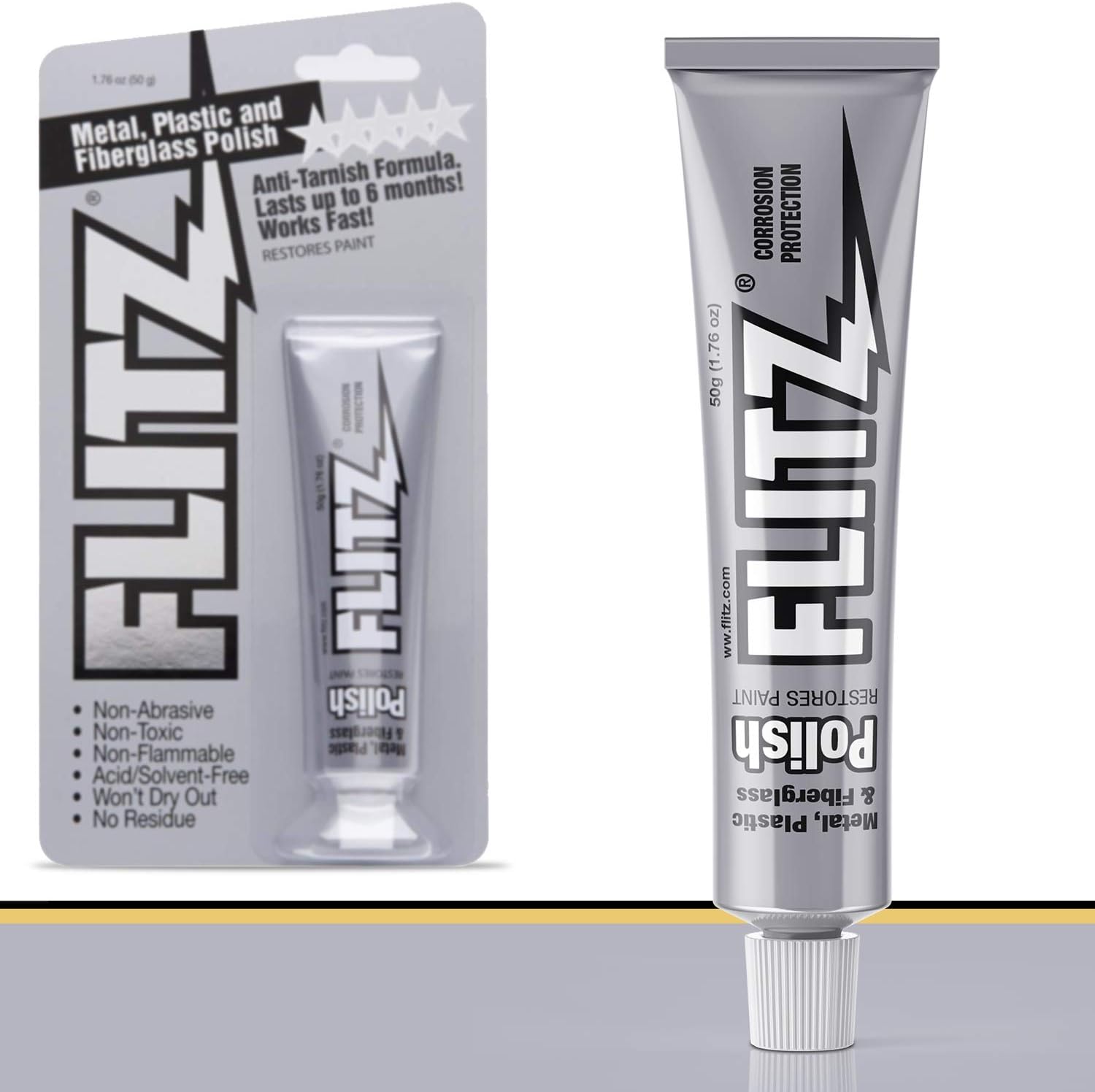 Flitz Multi-Purpose Polish and Cleaner Paste for Metal, Plastic, Fiberglass, Aluminum, Jewelry, Sterling Silver: Great for Headlight Restoration + Rust Remover, Made in the USA, 3 Pack