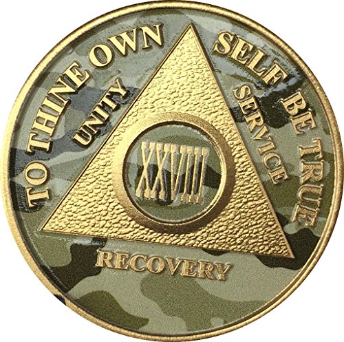 28 Year AA Medallion Camo Gold Plated Anniversary Chip Camouflage Color
