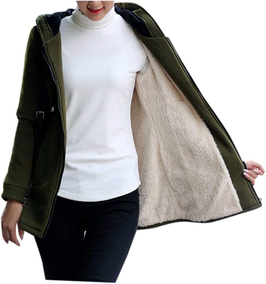 Composite Coats Womens Winter Warm Outwear Solid Hooded with Pockets Cardigan