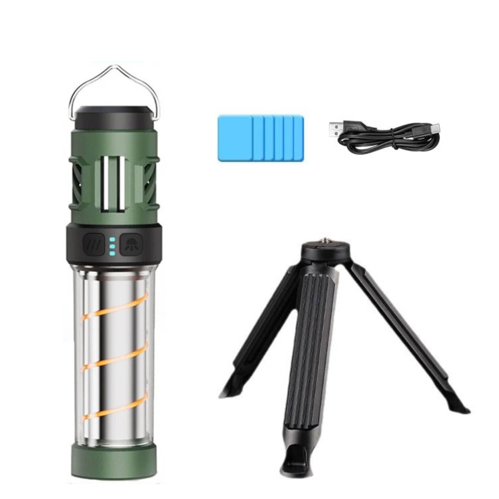 Photo 1 of 3-in-1 ???????? Repellent Camping Lantern & Flashlight with Dual-Zone Heating, 6 Refill Pads 48H, Magnetic Base, USB-C Fast Charge, IPX5 Waterproof for Outdoor Camping (Dark Green)