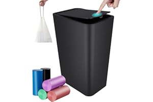 CXGFVRE 2.6 Gallon/10 Liter Push-StyleTrash Can with 75 Trash Bags. Combines pet-Proof, Odor-Proof, and Quiet Opening/Closing Features. Ideal for bedrooms, Offices, bathrooms, and Kitchens