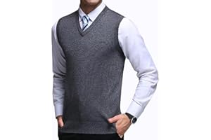 QLSCKVST Men's Sleeveless Pullover V-Neck Knitwear Sweater Vest Casual Business Gilet