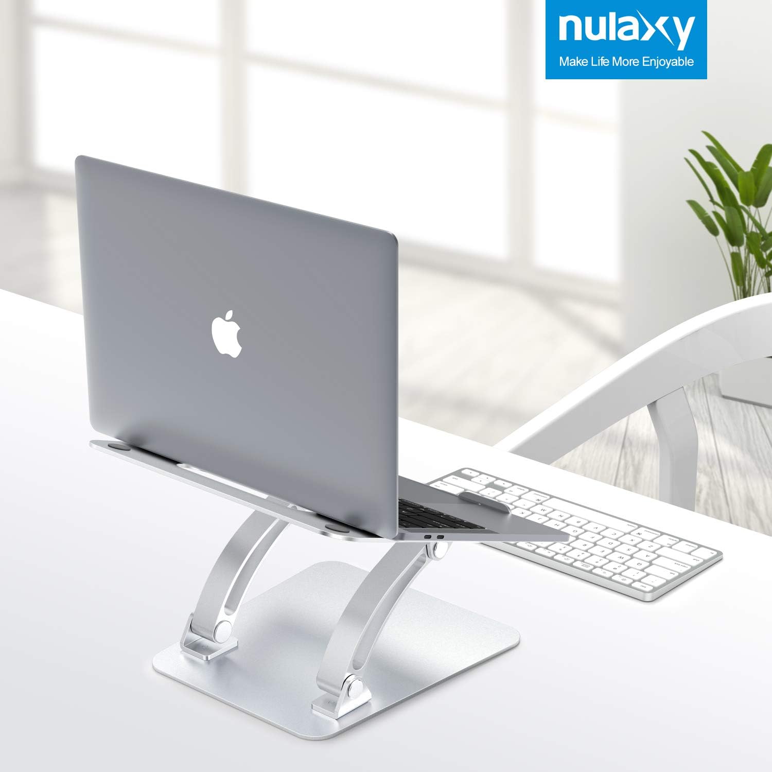Nulaxy Laptop Stand, Ergonomic Height Angle Adjustable Computer Laptop Holder Compatible with MacBook, Air, Pro, Dell XPS, Samsung, Alienware All Laptops 11-17", Supports Up to 44 Lbs-Silver: Office Products