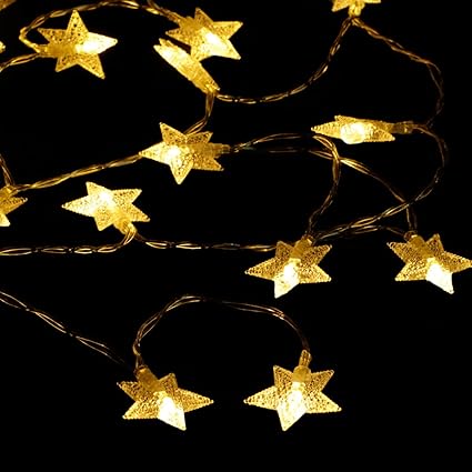 ZWOOS Sterne Light 5M 40LED Lichterkette Dekorative für Weihnachten Hochzeitsfeier Warmes Weiß [Energieklasse AA]