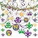 JOYIN 25 PCS Assorted Mardi Gras-Themed Set with 24 Hanging Swirls and 1 Strings with Garland Party Decorations Supplies