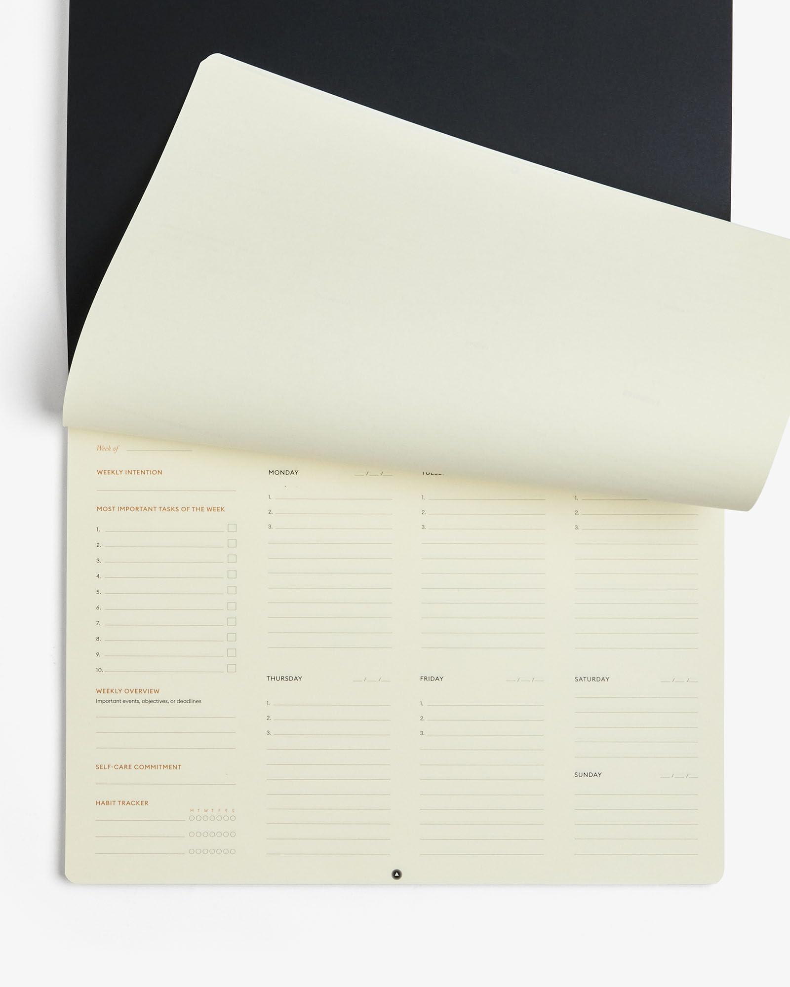 Intelligent Change A4 Undated Productivity Daily Deskpad (3 Months) - Tear-Out To-Do List Sheets with Habit and Mood Tracker - Schedule Planner for Time-Management and Mindfulness - Black Notepad — image 1