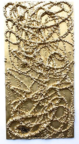 ORIGINAL Chris Riggs space sculpture 48" x 24" wood gold foam dada fine pop art spray paint modern contemporary signed universe medium size painting