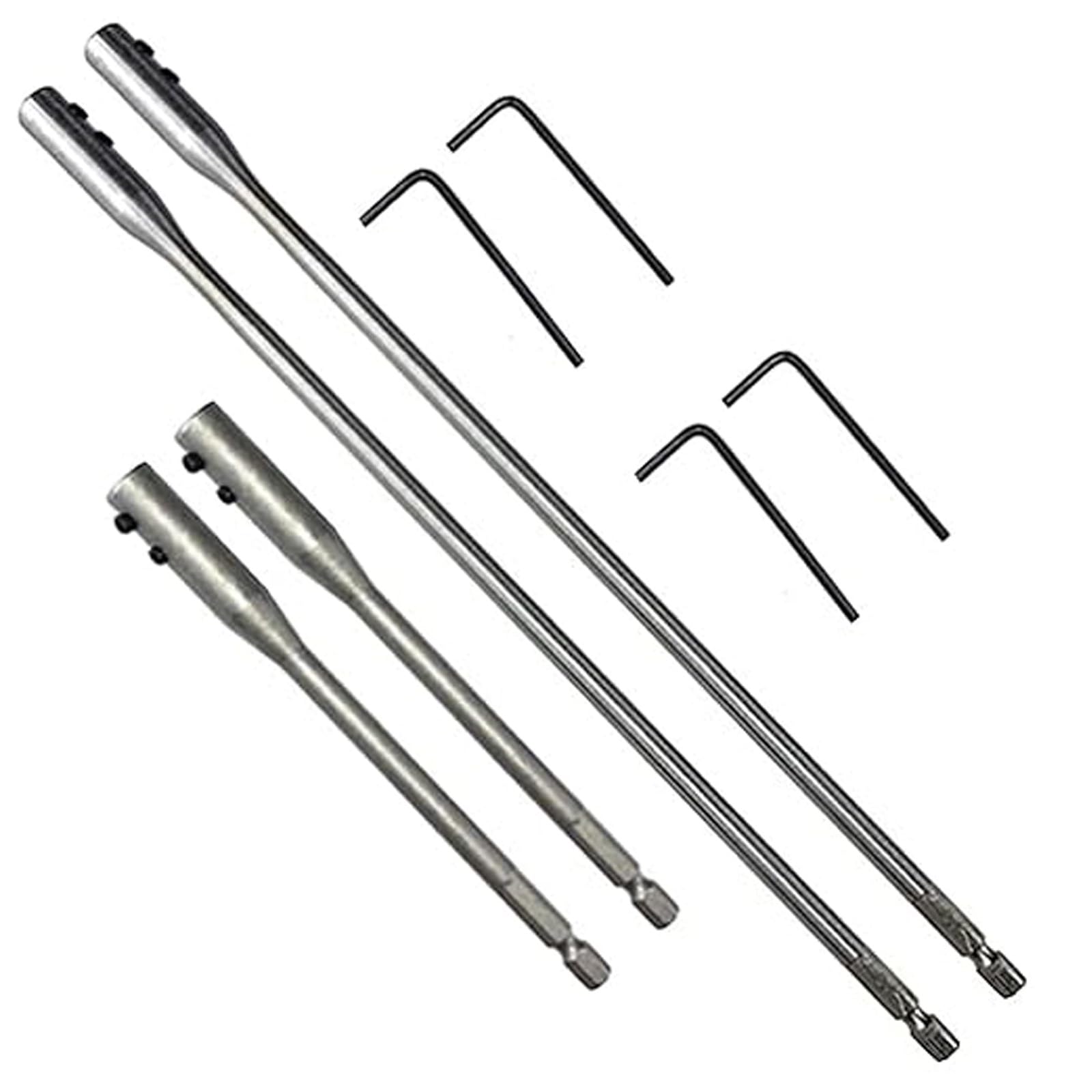 1/4 Drill Bit Extension Set 6" and 12" High-Carbon Steel Wood Spade Drill Bit Extender with 2 Pieces Key Spade Bit Extension Set for Wood Turners Furniture Carpentry and Construction(4PCS) (2PCS)