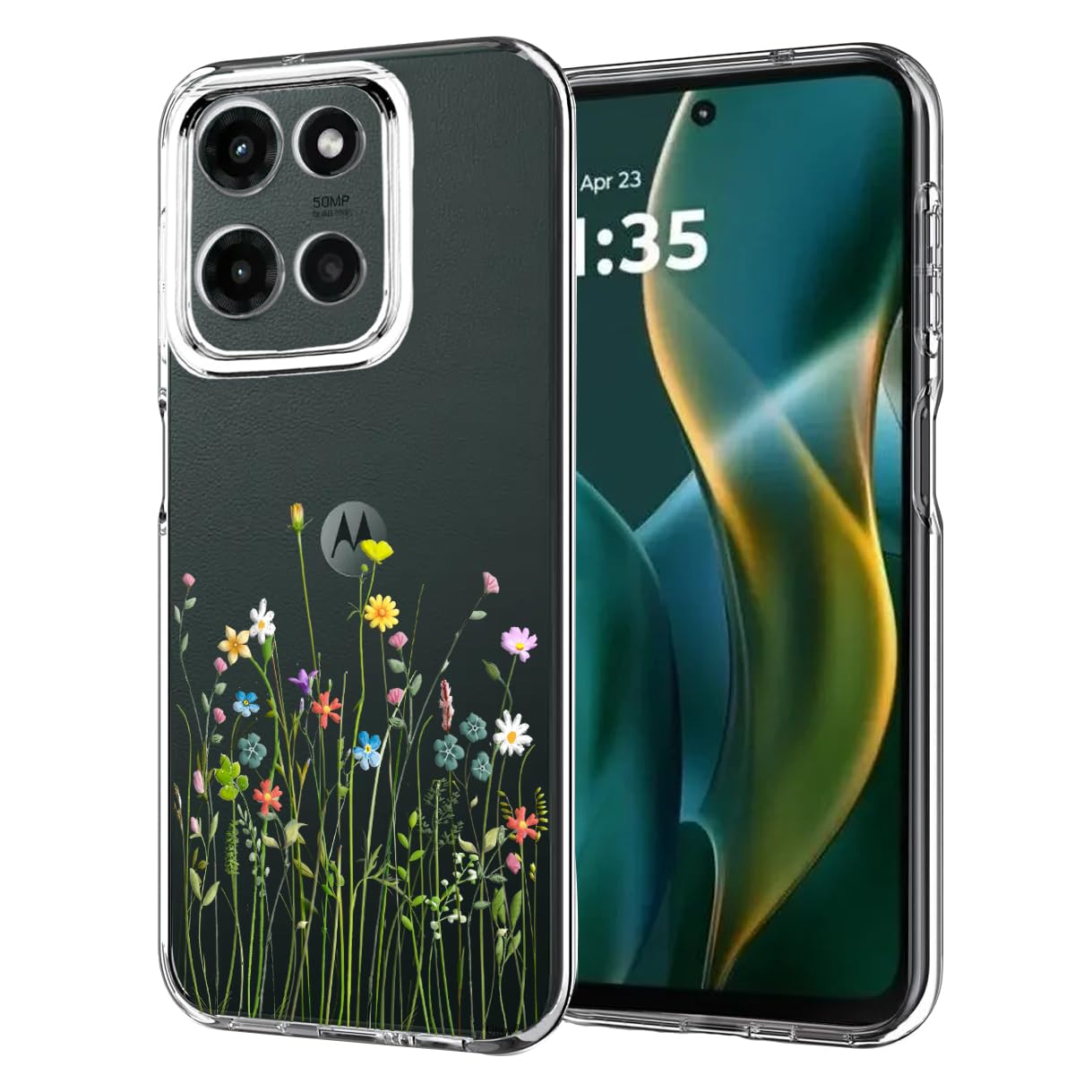 Unov Case Compatible with Moto g 5G 2025/2026 Moto g Play 2025/2026 Clear with Flower Floral Bouquet Girly Design Soft TPU Shock Absorption Slim Embossed Pattern Protective Back Cover