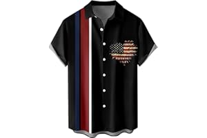 Generic American Flag Shirt for Men Hawaiian American Flag Button Down Shirts Patriotic Plus Size Short Sleeve Tshirt