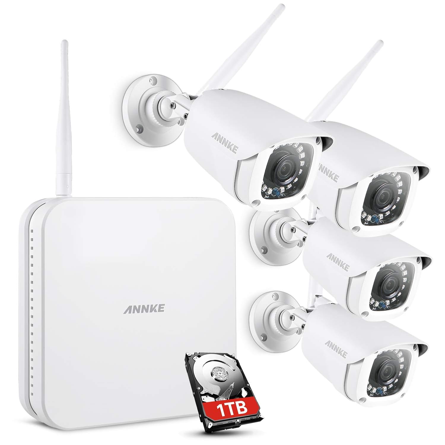 ANNKE 8CH 1080P FHD Wireless NVR Video Surveillance System w/1TB HDD, 4