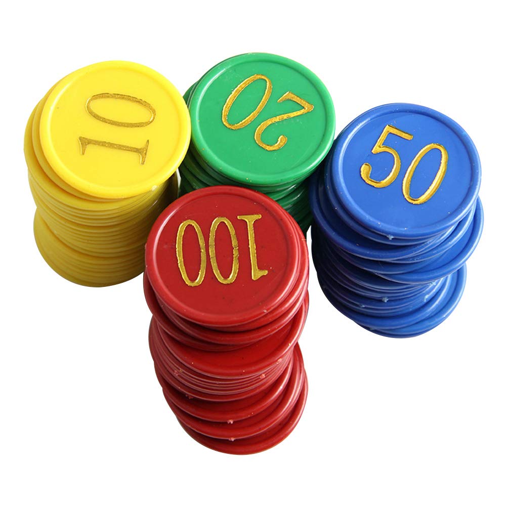 Toyvian 80Pcs Plastic Bingo Chip, Number 10/20/50/100 Round Learning Counters 1.5 inch Colorful Bingo Chips for Math Practice and Poker Chips Game