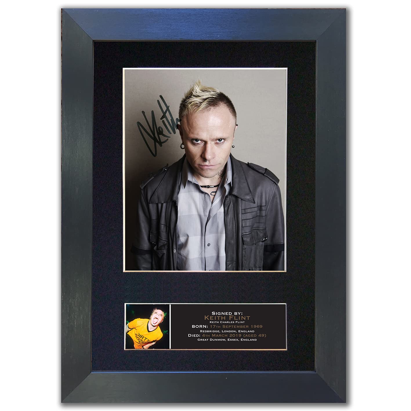 KEITH FLINT The Prodigy Signed Reproduction Autograph Mounted Photo BLACK FRAME Print A4#779