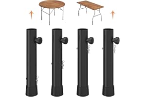 Pintuson 4 Pack Table Leg Extenders - 3 Levels Heights Adjustable Table Risers for Folding Tables, Rises 2/4/6 Inch, Suitable for Sewing Room, Puzzle Desk(Black)
