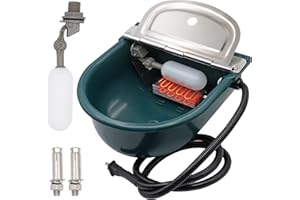 PAULOZYN Heated Livestock Water Bowl Kits Automatic Animals Dog Waterer Trough Outdoors Winter Animals Water Dispenser for Chicken Pet Cattle Horse Pig Cow Goat Sheep, with 2PCS Float Ball Valves