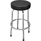 Torin ATRP6185B Swivel 250lbs Bar Stool: Padded Garage/Shop Seat with Chrome Plated Legs, Black