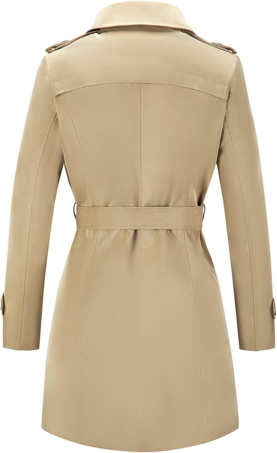 FARVALUE Women's Double Breasted Trench Coat Water Resistant Classic Belted Lapel Overcoat: Clothing