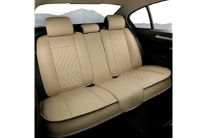 GIANT PANDA Rear Bench Car Seat Cover Fit Most Sedans SUVs Pickup Trucks (Beige)