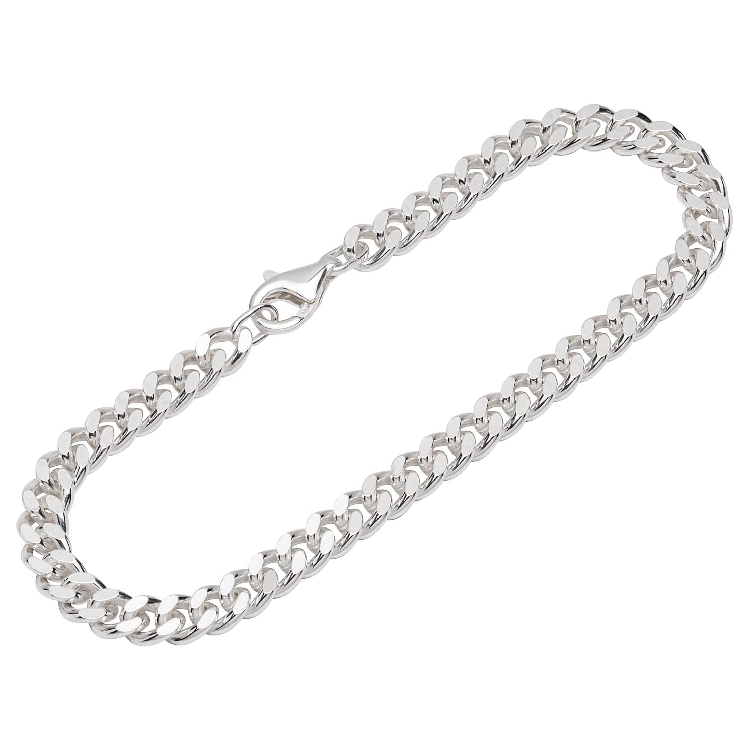 NKlaus bracelet 925 sterling silver 22cm curb chain 2 times diamond plated men's bracelet 12206