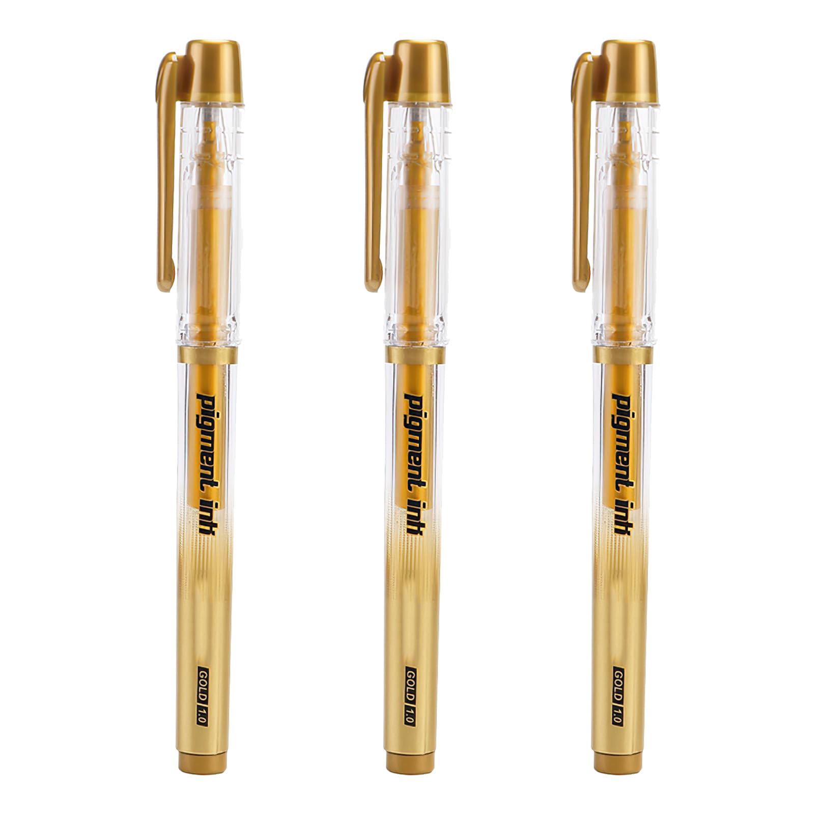 3 Pack Gold Gel Pens for Colouring 1.0mm Tip Gold Fine Liner Art Pen Ballpoint Gelly Ink Pen Rollerball Highlighter Fineliner for Artists Drawing Sketching Writing Illustration Coloring Paper