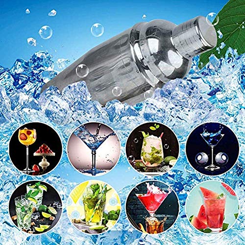 LKNJLL Premium-Cocktail Shaker Bar Werkzeuge Set, Edelstahl gebürstet Barkeeper Kit mit Allen Barzubehör, 24 Oz… – Bild 3