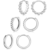 DAILY VIBES Small Gold Hoops Huggie Earrings for Women 14K Real Gold Plated Dainty Cubic Zirconia Mini Bead Cartilage Earring Hypoallergenic Hoop Earrings Set for Women