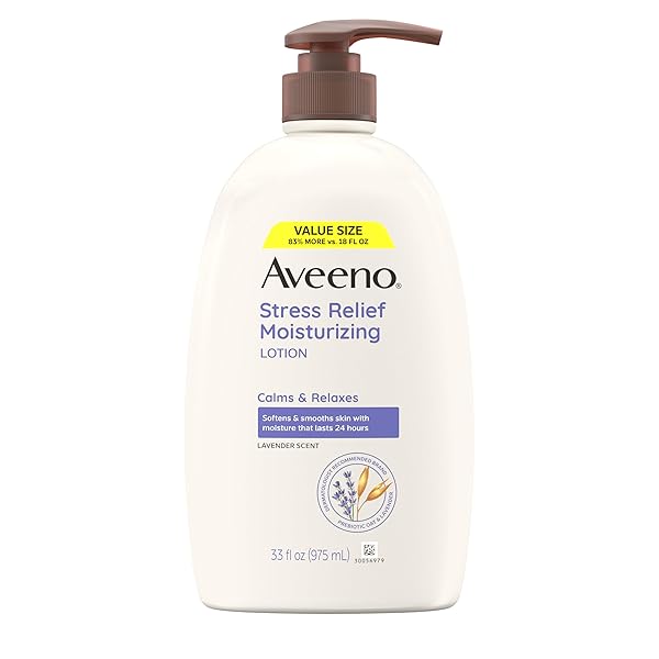 AVEENO STRESS RELIEF MOISTURIZING BODY LOTION WITH LAVENDER SCENT, TO HELP YOU FEEL CALM AND RELAXED, HYDRATING BODY LOTION FOR DRY SKIN, 33 FL OZ
