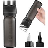 Root Comb Applicator Bottle Hair Oil Applicator for Dye and Scalp, Black | 6 Ounce, Reusable, 2 Types Caps and Graduated Scale, Home Salon Use