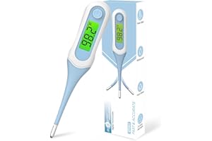 Fiemack Digital Oral Thermometer for Adults and Kids, 8s Fast Reading, Accurate & Safe Thermometer for Baby with Fever Alarm, °C/°F Switchable, 3 Colors Backlit Medical Rectal Thermometers