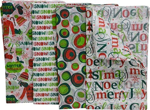 Christmas Tissue Paper, 80 Count, Fun Holiday Colors and Prints, 20" x 20" Sheets