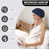 ZIMASILK 22 Momme 100% Mulberry Silk Sleep Cap Navy Blue Bonnet Free Returns view 2