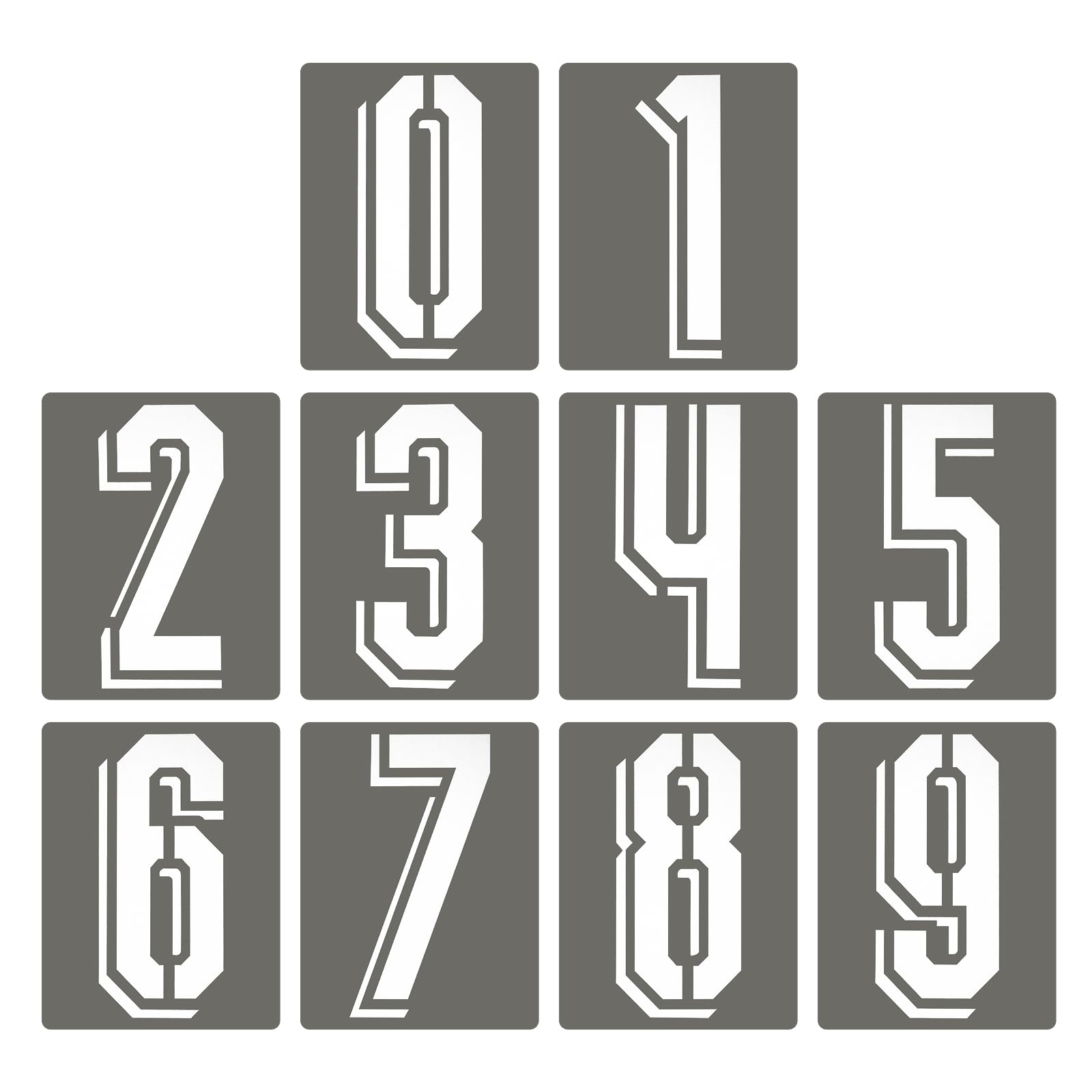 PATIKIL 10Pcs 8 Inch Large Number Stencils, 0-9 Address Number Stencil, Reusable Plastic Digital Templates for Crafts Drawing Wood Templates White