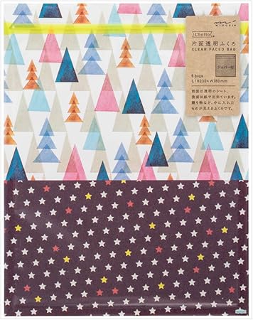 Amazon ミドリ ラッピング 片面透明袋 L ジッパー 水彩森柄 文房具 オフィス用品 文房具 オフィス用品