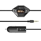 iClever Wireless Bluetooth FM Transmitter Radio Adapter Car Kit with 3.5mm Audio Plug and USB Car Charger, Black