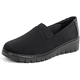 ACANER Women’s Orthopedic Loafers Round Toe Comfortable Slip-on Bunions Work Shoes Stretchy Walking Orthotic Shoes with Arch Support