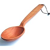 ECOSALL 14" Large Wooden Spoon with a Deep Scoop. Heavy Duty Big Non-Stick Cooking Spoon with a Strong Long Handle for Stirring, Mixing, Canning in Big Pots.